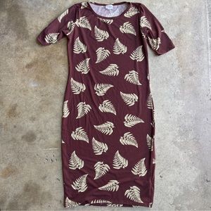 LulaRoe Julia Bodycon Dress Leaf Pattern medium new without tags casual summer